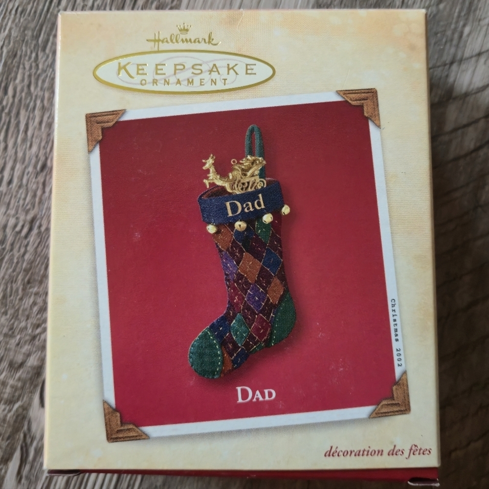 Hallmark Keepsake 2002 Dad Stocking Ornament Felt Argyle Christmas Sleigh - Picture 3 of 10